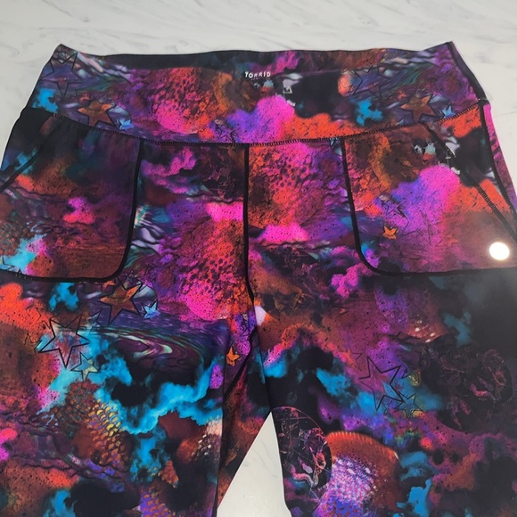 Torrid Blue stars Active Leggings 4 galaxy space pockets pants sport clouds - Picture 2 of 5